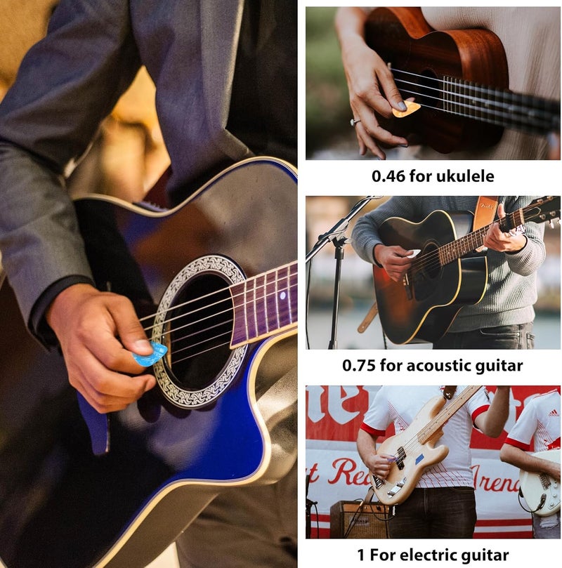 Styquenzer 24pcs Guitar Picks with Holder, Stick-on Pick Holder for Electric, Acoustic & Classical Guitars, Bass & Ukulele, 6 Pick Holders, 18 Picks, Black, Plastic - Image 5